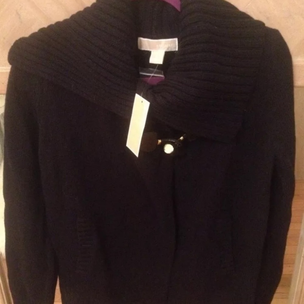 MICHAEL KORS Navy Jacket Sweater Cotton Wool S NWT